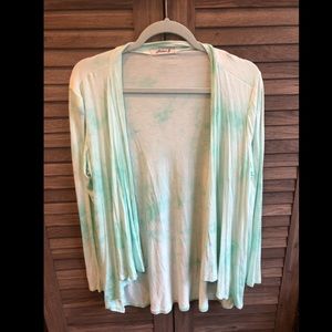 Tie dye green and white cardigan